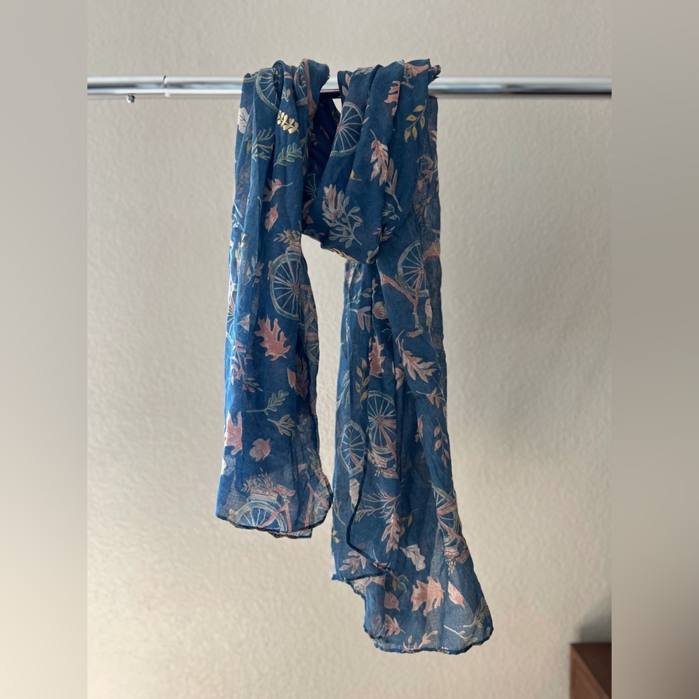 Blue Floral Bicycle Patterned Scarf by LC Lauren Conrad